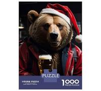 Hard Jigsaw Puzzle for Adults 1000 Pieces Drinking Beer Santa Bear Puzzles for Adults Family Games Pattern Assembly Challenging To Complete 70x50cm/1000pcs