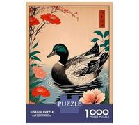 Hard Jigsaw Puzzle for Adults 1000 Pieces Duck Japanese Art Jigsaw Puzzle Anti-Stress Toys Precision Cutting Great Gift for Gaming 38x26cm/1000pcs
