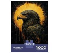 Hard Jigsaw Puzzle for Adults 1000 Pieces Eagle Portrait with Golden Halo Jigsaw Brain Teaser Game Analysis And Logic Great Gift for Gaming 52x38cm/1000pcs