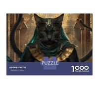 Hard Jigsaw Puzzle for Adults 1000 Pieces Egyptian Cat Statue Decor Puzzles for Adults DIY Toys Improve Memory Birthday Present, Gifts, 52x38cm/1000pcs
