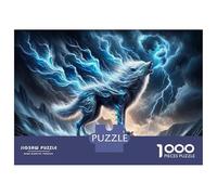 Hard Jigsaw Puzzle for Adults 1000 Pieces Electric Wolf Art Print Jigsaw Brain Teaser Game Analysis And Logic Great Gift for Gaming 52x38cm/1000pcs