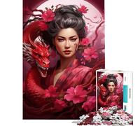 Hard Jigsaw Puzzle for Adults 1000 Pieces Elegance of Geisha Dragon Educational Challenge Wall Decoration Toy Wall Decor for Age 14+ Game (38X52cm)