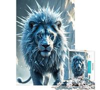Hard Jigsaw Puzzle for Adults 1000 Pieces Elemental Ice Lion Help The Brain Exercise For Family Fun Educational Toy for Ages 14 And over (38X52CM)