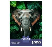 Hard Jigsaw Puzzle for Adults 1000 Pieces Elephant in Lush Green Jungle Jigsaw for Adults Hands-on Game Wall Art Birthday Present, Gifts, 70x50cm/1000pcs