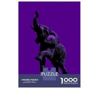 Hard Jigsaw Puzzle for Adults 1000 Pieces Elephant Silhouette - Majestic Strength on Purple Jigsaw Puzzle Anti-Stress Toys Precision Cutting Great Gift for Gaming 38x26cm/1000pcs