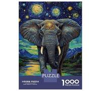 Hard Jigsaw Puzzle for Adults 1000 Pieces Elephant Under Starry Sky Adult Jigsaw Puzzle Relax Games Enhance Memory Educational Challenge 70x50cm/1000pcs