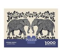 Hard Jigsaw Puzzle for Adults 1000 Pieces Elephants Botanical Black & White Adult Puzzles Relax Games Enhance Memory Great Gift for Gaming 70x50cm/1000pcs