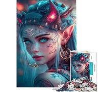 Hard Jigsaw Puzzle for Adults 1000 Pieces Elven Warrior Portrait for Birthday, Chrismas Perfect Decoration Educational Game Suitable for Ages 14 And Up (38x26cm)