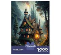 Hard Jigsaw Puzzle for Adults 1000 Pieces Enchanted Cottage in Misty Forest Jigsaw Anti-Stress Toys Analysis And Logic Birthday Present, Gifts, 52x38cm/1000pcs