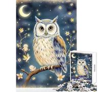 Hard Jigsaw Puzzle for Adults 1000 Pieces Enchanted Owl And Tiny Glowing Creatures Impossible Game Learning Educational Toy Wall Decor Fun at Home Activities, (50x75cm)