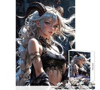 Hard Jigsaw Puzzle for Adults 1000 Pieces Enigmatic Horned Goddess in Gothic Elegance Toy Wall Decor Gift Birthday for Educational Game Every Piece Is Unique - Size 38x26cm