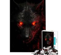 Hard Jigsaw Puzzle for Adults 1000 Pieces Evil Black Wolf Brain Teaser Game Challenging Game Toys Birthday Gifts Wall Art (Size 50x75cm)