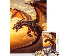 Hard Jigsaw Puzzle for Adults 1000 Pieces Fairytale Flying Dragon Toy Wall Decor Great Gift Practical Game Every Piece Is Unique - Size 38x52cm