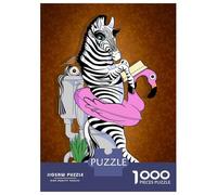 Hard Jigsaw Puzzle for Adults 1000 Pieces Fancy Zebra on Toilet Funny Puzzle for Adults Hands-on Game Difficult Hard Birthday Present, Gifts, 52x38cm/1000pcs