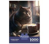 Hard Jigsaw Puzzle for Adults 1000 Pieces Fantasy Cat Cake Adult Puzzles Relax Games Enhance Memory Great Gift for Gaming 70x50cm/1000pcs