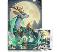 Hard Jigsaw Puzzle for Adults 1000 Pieces Fantasy Deer Creature Water Soothing Quiet Time Enjoyment Strict Precision Standard Play Toy Size 38x26cm