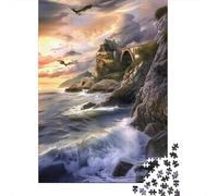 Hard Jigsaw Puzzle for Adults 1000 Pieces Fantasy Dragon Flight Over Castle Puzzles for Adults Toy Wall Decor Stress Reliever Birthday Present, Gifts, 38x26cm/1000pcs