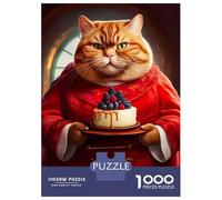 Hard Jigsaw Puzzle for Adults 1000 Pieces Fat Cat Cake Boss Puzzle for Adults Hands-on Game Difficult Hard Birthday Present, Gifts, 38x26cm/1000pcs