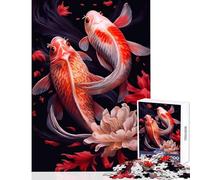 Hard Jigsaw Puzzle for Adults 1000 Pieces Fat Koi Fish Puzzles for Teenagers Staycation Kill Time Fun Activities at Home Challenging Game Gifts (38x26cm)