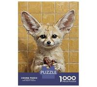 Hard Jigsaw Puzzle for Adults 1000 Pieces Fennec Fox with Date Painting Adult Jigsaw Puzzle Hands-on Game For Family Fun Challenging To Complete 52x38cm/1000pcs
