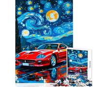 Hard Jigsaw Puzzle for Adults 1000 Pieces Ferrari M Maranello Under Starry Night Jigsaw Puzzles 1000 Relax Games Great Gifts And Toys Tough Challenge (50x75cm)
