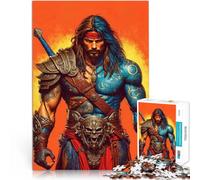 Hard Jigsaw Puzzle for Adults 1000 Pieces Fierce Warrior Made of wood,for age 14 years and over Challenging To Complete But Fun And Humorous Secret Santa Gifts。size:50x75cm/14.96x20.47inch
