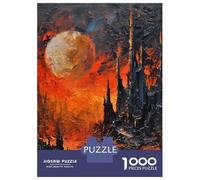 Hard Jigsaw Puzzle for Adults 1000 Pieces Fiery Landscape with Dark Towers Jigsaw for Adults Hands-on Game Wall Art Birthday Present, Gifts, 38x26cm/1000pcs