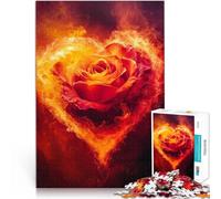 Hard Jigsaw Puzzle for Adults 1000 Pieces Fiery Rose Heart Made of cardboard for ages 14 and over Difficult to complete but fun and humorous Birthday gift。size：26x38cm/10.24x14.96inch