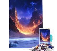 Hard Jigsaw Puzzle for Adults 1000 Pieces Fiery Snow Mountain Valley Help The Brain Exercise For Family Fun Educational Toy for Ages 14 And over (38X52CM)