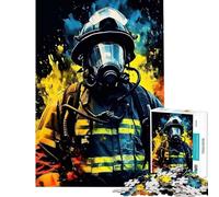 Hard Jigsaw Puzzle for Adults 1000 Pieces Firefighter Portrait Abstract for Birthday, Chrismas Perfect Decoration Educational Game Suitable for Ages 14 And Up (38x26cm)