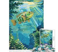 Hard Jigsaw Puzzle for Adults 1000 Pieces Fish Underwater Illustration Toy Wall Decor Art Work Gift Practical Game Artists' Collection, Fine Arts Size 38x52cm