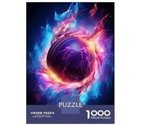 Hard Jigsaw Puzzle for Adults 1000 Pieces Flame Engulfs Cricket Ball Puzzles for Adults Brain Teaser Game Analysis And Logic Gifts for Friends And Family 52x38cm/1000pcs