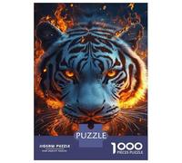 Hard Jigsaw Puzzle for Adults 1000 Pieces Flaming Tiger Majesty -3 Jigsaw for Adults Brain Teaser Game Hand Speed Race Educational Challenge 70x50cm/1000pcs