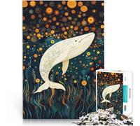 Hard Jigsaw Puzzle for Adults 1000 Pieces “Flaoting White Whale Art” Made of cardboard，Suitable for people aged 14 and above Interesting stress reduction Challenging Game Gifts。size：38x52cm