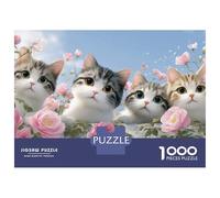 Hard Jigsaw Puzzle for Adults 1000 Pieces Floral Cat Friends Puzzles for Adults Toy Wall Decor Stress Reliever Birthday Present, Gifts, 70x50cm/1000pcs