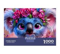 Hard Jigsaw Puzzle for Adults 1000 Pieces Floral Crown Koala Art Print Adult Jigsaw Relaxing Games Difficult Hard Educational Challenge 70x50cm/1000pcs