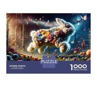 Hard Jigsaw Puzzle for Adults 1000 Pieces Floral Fantasy Bunny Adult Jigsaw Relaxing Games Difficult Hard Educational Challenge 70x50cm/1000pcs
