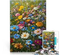 Hard Jigsaw Puzzle for Adults 1000 Pieces floral wildflower field Made of cardboard for ages 14 and over Train your brain and your hands Christmas game Gifts 。size:26x38cm/10.24x14.96inch