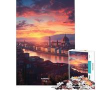 Hard Jigsaw Puzzle for Adults 1000 Pieces Florence City Italy Sunset Panorama Educational Challenge Wall Decoration Toy Wall Decor for Age 14+ Game (50X75CM)