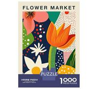 Hard Jigsaw Puzzle for Adults 1000 Pieces Flower Market Amsterdam Botanical Travel Art Print Puzzles for Adults Brain Teaser Game Analysis And Logic Gifts for Friends And Family 38x26cm/1000pcs