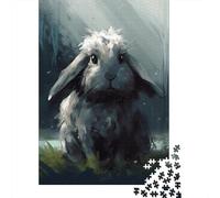 Hard Jigsaw Puzzle for Adults 1000 Pieces Fluffy Bunny in Snowy Forest Adult Jigsaw Puzzle Hands-on Game For Family Fun Challenging To Complete 38x26cm/1000pcs