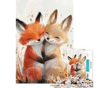 Hard Jigsaw Puzzle for Adults 1000 Pieces Fox Friends Hug Help The Brain Exercise For Family Fun Educational Toy for Ages 14 And over (50X75cm)