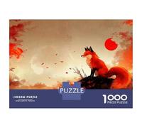 Hard Jigsaw Puzzle for Adults 1000 Pieces Fox in Autumn Landscape Digital Art Puzzles for Adults Family Games Pattern Assembly Challenging To Complete 38x26cm/1000pcs