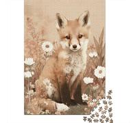 Hard Jigsaw Puzzle for Adults 1000 Pieces Fox in Flowers Nature's Beauty Puzzles for Adults Toy Wall Decor Stress Reliever Birthday Present, Gifts, 70x50cm/1000pcs