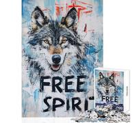 Hard Jigsaw Puzzle for Adults 1000 Pieces Free Spirit Wolf Impossible Game Learning Educational Toy Wall Decor Fun at Home Activities, (50x75cm)