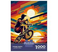 Hard Jigsaw Puzzle for Adults 1000 Pieces Freestyle BMX Sunset Wpap Adult Jigsaw Puzzle Relax Games Enhance Memory Educational Challenge 38x26cm/1000pcs