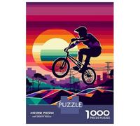 Hard Jigsaw Puzzle for Adults 1000 Pieces Freestyle BMX Sunset Wpap Jigsaw Brain Teaser Game Analysis And Logic Great Gift for Gaming 38x26cm/1000pcs