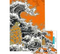 Hard Jigsaw Puzzle for Adults 1000 Pieces Frog And Waves Japanese Puzzles for Teenagers Staycation Kill Time Fun Activities at Home Challenging Game Gifts (Size 38x26cm)