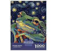 Hard Jigsaw Puzzle for Adults 1000 Pieces Frog in Starry Night Style Puzzles for Adults DIY Toys Improve Memory Birthday Present, Gifts, 52x38cm/1000pcs