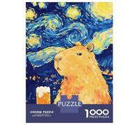 Hard Jigsaw Puzzle for Adults 1000 Pieces Funny Capybara Beer Starry Night Puzzles for Adults DIY Toys Improve Memory Birthday Present, Gifts, 52x38cm/1000pcs